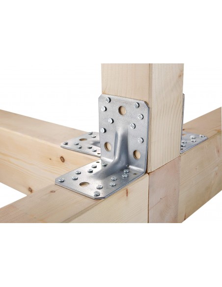 EUROTEC - Juego de 10 Escuadras Angulares con Nervadura 90x100x100 mm