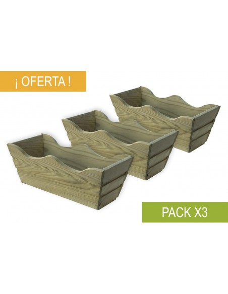 Jardinera Balcón Ondulada de Madera 50 x 20 x 19,5 cm 11L